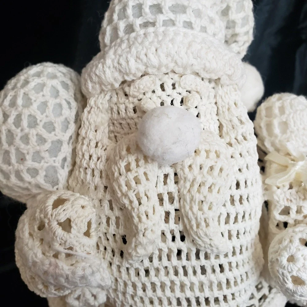 Crochet Lace Doily Christmas Santa‎ Handmade Holiday Decor Shelf Sitter